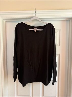 Chico's Black Long Sleeve Ribbed Tunic Top